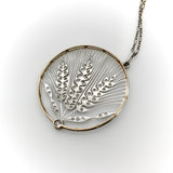 Edwardian Platinum and 18K Gold Diamond Open Work Wheat Medallion Pendant Necklace jewelry Kirsten's Corner 