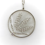 Edwardian Platinum and 18K Gold Diamond Open Work Wheat Medallion Pendant Necklace jewelry Kirsten's Corner 