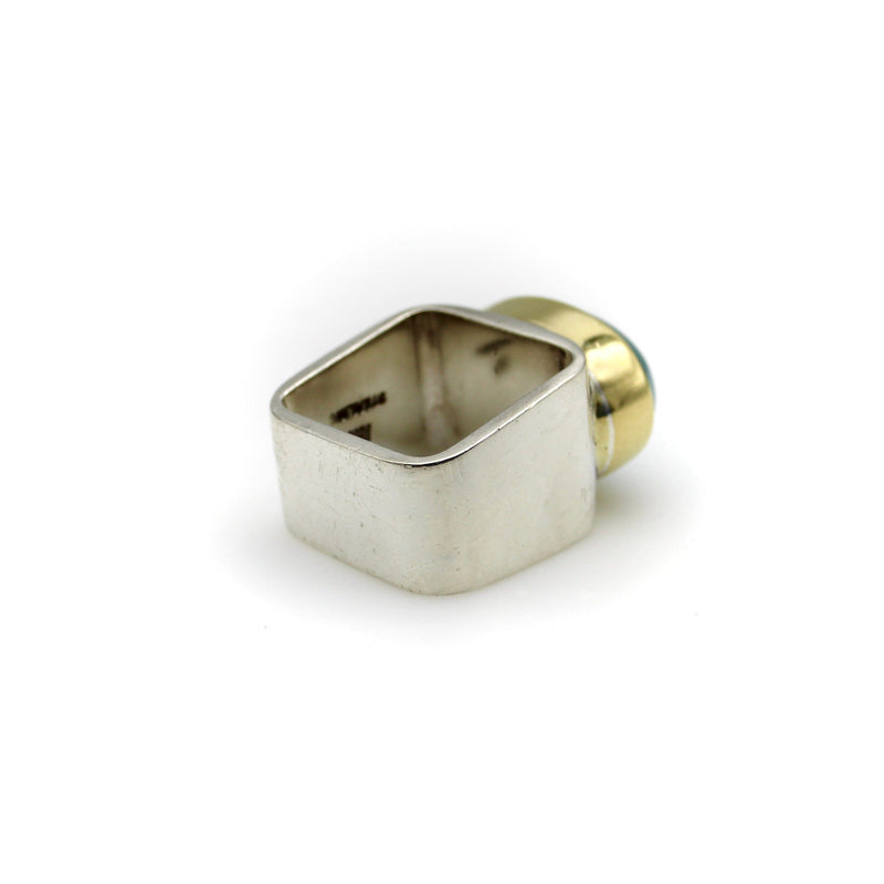Modernist 18K Gold and Sterling Silver Ofiesh Aquamarine Ring RING Kirsten's Corner 