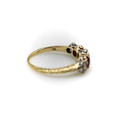 18K Gold Edwardian Five-Stone Diamond and Ruby Ring RING Kirsten's Corner 