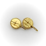 Vintage 22K Gold Hand-Granulated Sunflower Earrings