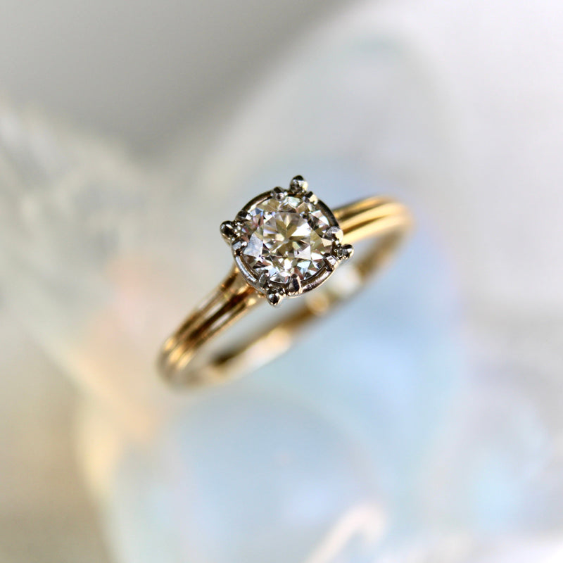 Art Deco 14K Gold Jabel Old Mine Cut Engagement Ring jewelry Kirsten's Corner 