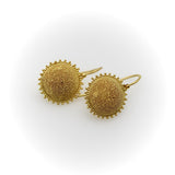 Vintage 22K Gold Hand-Granulated Sunflower Earrings