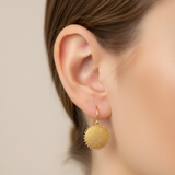 Vintage 22K Gold Hand-Granulated Sunflower Earrings