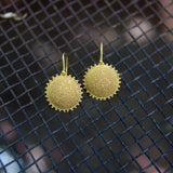 Vintage 22K Gold Hand-Granulated Sunflower Earrings