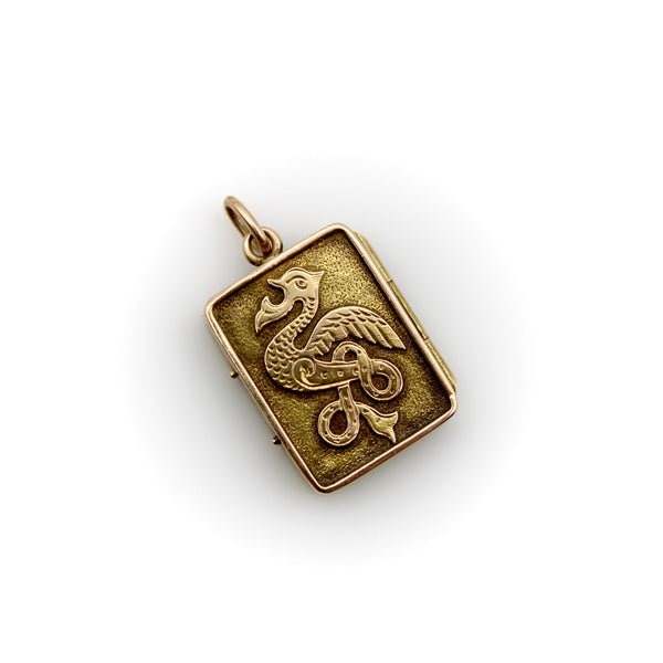 14K Gold Victorian Celtic Animal Locket jewelry Kirsten's Corner 