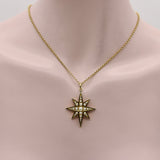 Victorian 15K Gold Northern Star Pendant with Pearls and Enamel Pendant Kirsten's Corner 