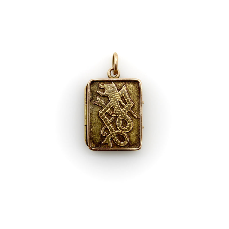 14K Gold Victorian Celtic Animal Locket jewelry Kirsten's Corner 
