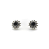 Vintage 14K White Gold Black Diamond and Diamond Halo Earrings Earrings Kirsten's Corner Jewelry 