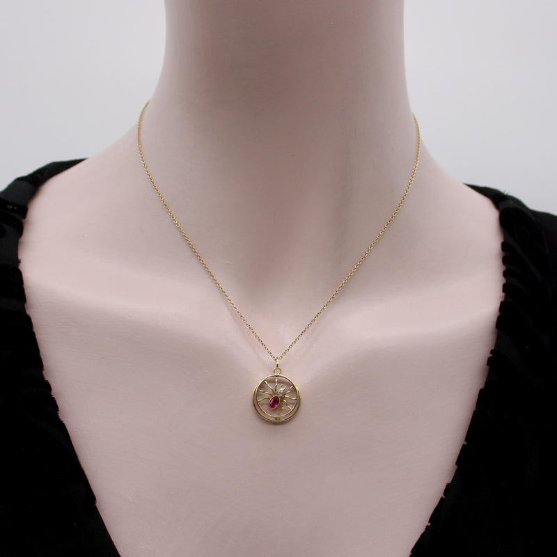 14K Gold Edwardian Austro-Hungarian Spider Pendant jewelry Kirsten's Corner 