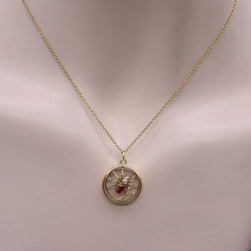 14K Gold Edwardian Austro-Hungarian Spider Pendant jewelry Kirsten's Corner 
