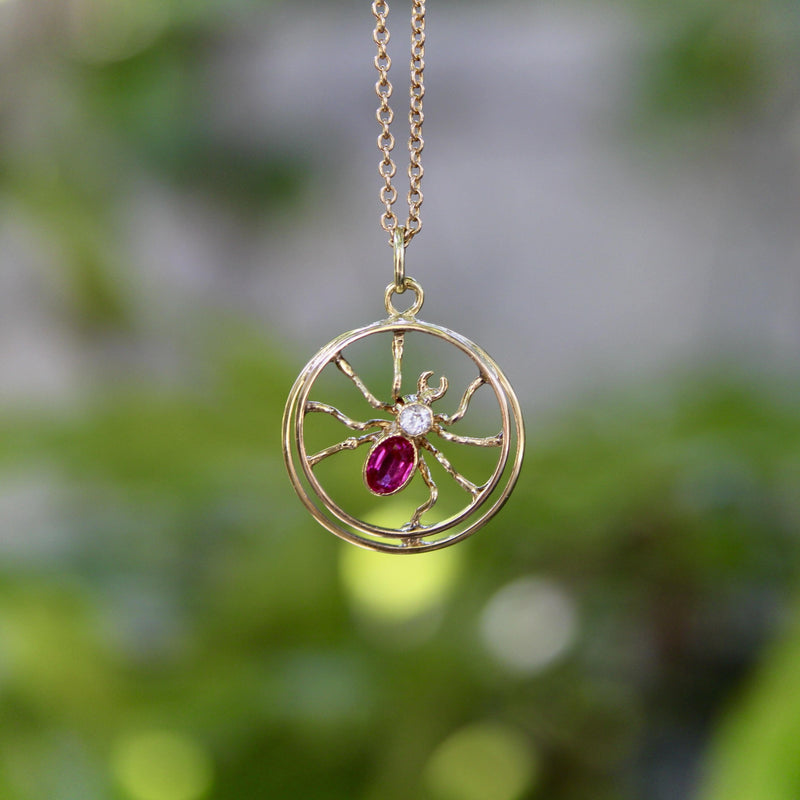 14K Gold Edwardian Austro-Hungarian Spider Pendant jewelry Kirsten's Corner 