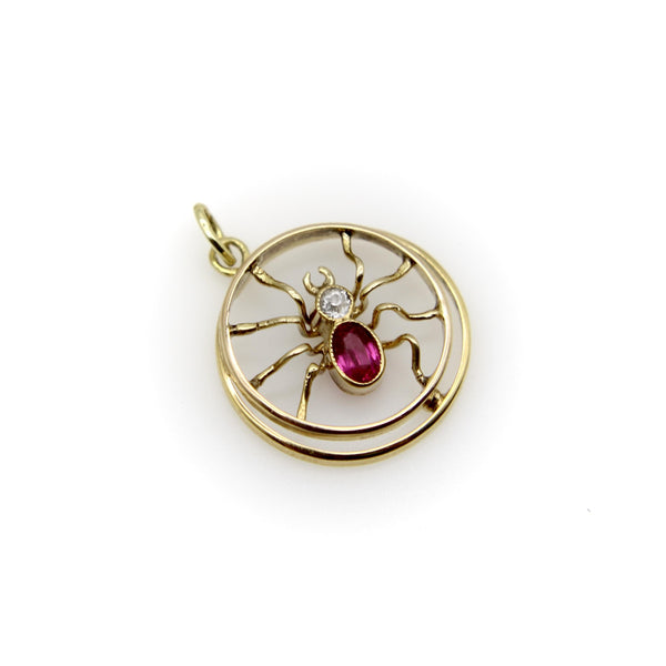 14K Gold Edwardian Austro-Hungarian Spider Pendant jewelry Kirsten's Corner 
