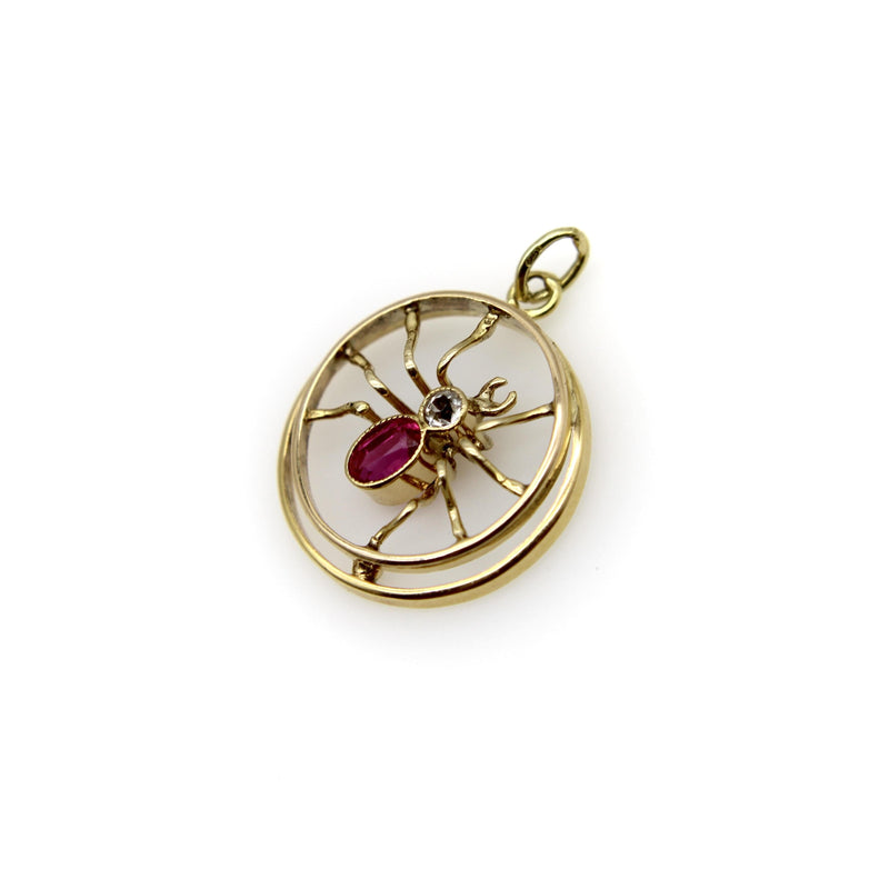 14K Gold Edwardian Austro-Hungarian Spider Pendant jewelry Kirsten's Corner 