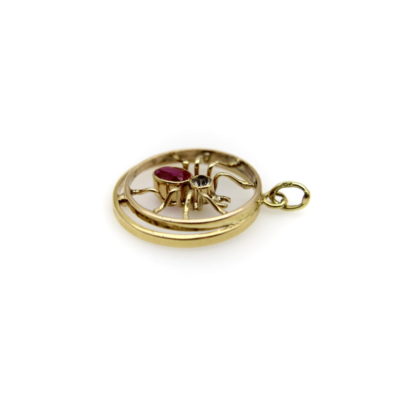 14K Gold Edwardian Austro-Hungarian Spider Pendant jewelry Kirsten's Corner 