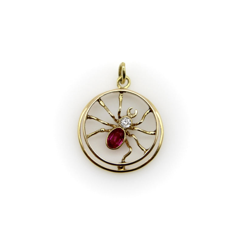 14K Gold Edwardian Austro-Hungarian Spider Pendant jewelry Kirsten's Corner 