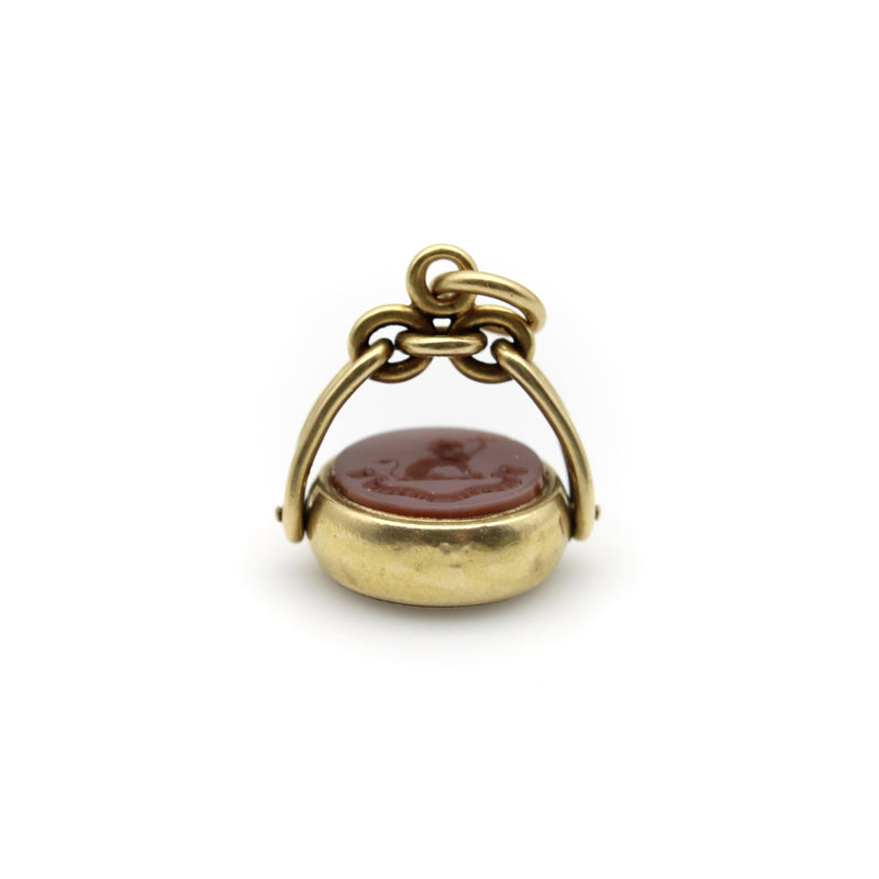 Victorian 18K Gold Swivel Fob with Compass and Hardstone Intaglio jewelry Kirsten's Corner 