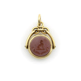 Victorian 18K Gold Swivel Fob with Compass and Hardstone Intaglio jewelry Kirsten's Corner 