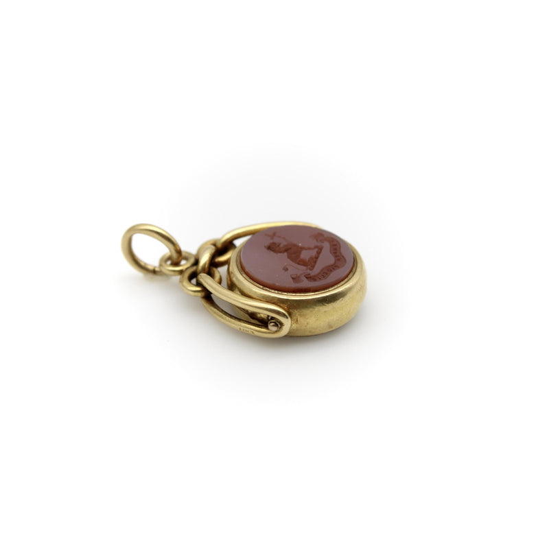 Victorian 18K Gold Swivel Fob with Compass and Hardstone Intaglio jewelry Kirsten's Corner 