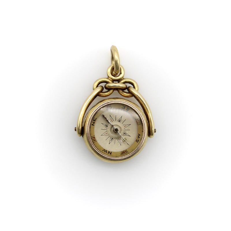 Victorian 18K Gold Swivel Fob with Compass and Hardstone Intaglio jewelry Kirsten's Corner 
