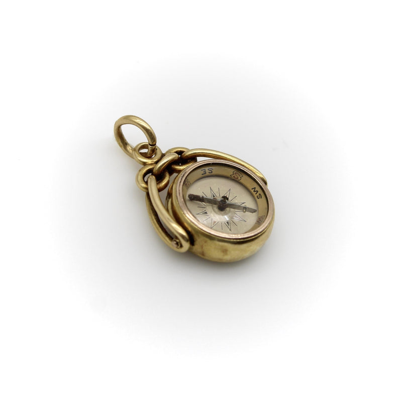 Victorian 18K Gold Swivel Fob with Compass and Hardstone Intaglio jewelry Kirsten's Corner 