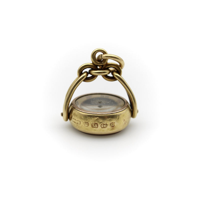 Victorian 18K Gold Swivel Fob with Compass and Hardstone Intaglio jewelry Kirsten's Corner 