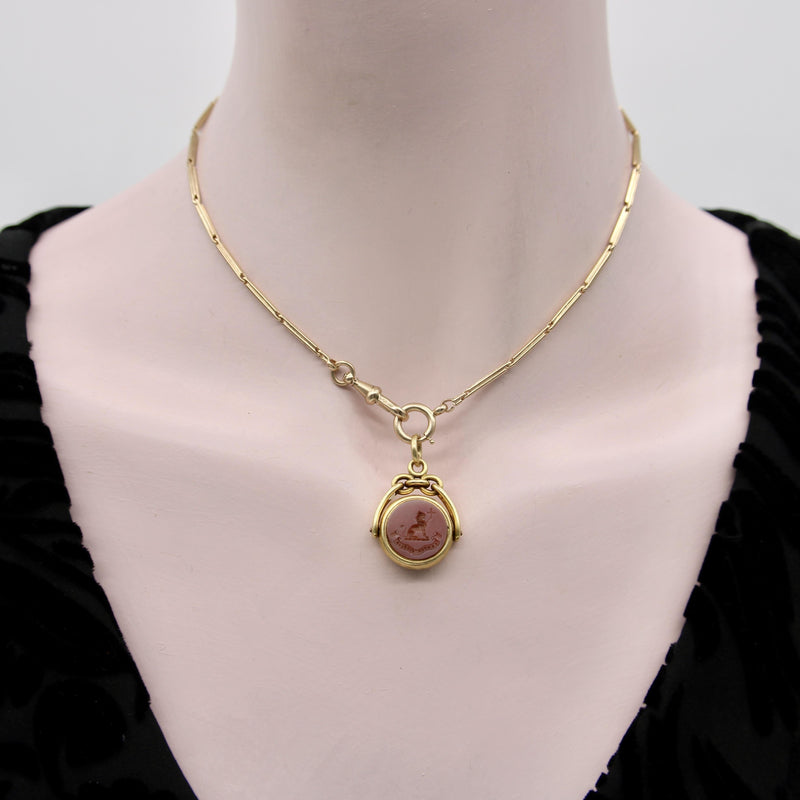 Victorian 18K Gold Swivel Fob with Compass and Hardstone Intaglio jewelry Kirsten's Corner 