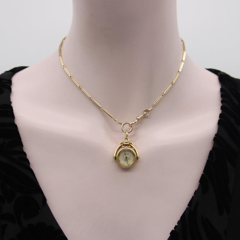 Victorian 18K Gold Swivel Fob with Compass and Hardstone Intaglio jewelry Kirsten's Corner 