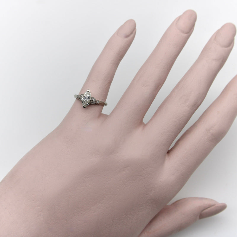 Vintage Marquise Diamond and Platinum Engagement Ring Rings Kirsten's Corner 
