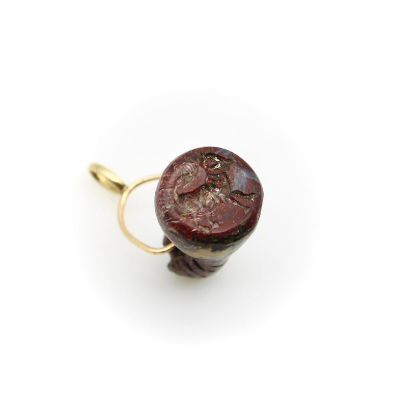 Pre-Columbian Jasper Dog Pendant & Seal with 14K Gold Bail Necklaces, Pendants Kirsten's Corner Jewelry 