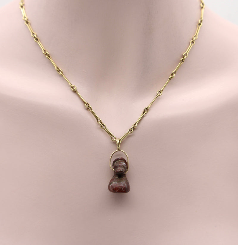 Pre-Columbian Jasper Dog Pendant & Seal with 14K Gold Bail Necklaces, Pendants Kirsten's Corner Jewelry 