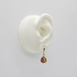 14K Gold Hand-Carved Signature Watermelon Tourmaline Leaf Huggie Earrings