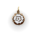 Vintage 9K Gold and White Enamel Tudor Rose Charm jewelry Kirsten's Corner 