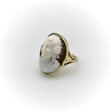 Victorian High Relief Cameo of Young Maiden in 14K Gold Ring ring Kirsten's Corner 