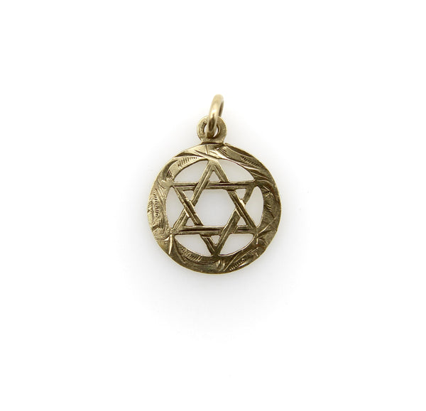 Vintage 9K Gold Hand Engraved Star of David jewelry Kirsten's Corner 