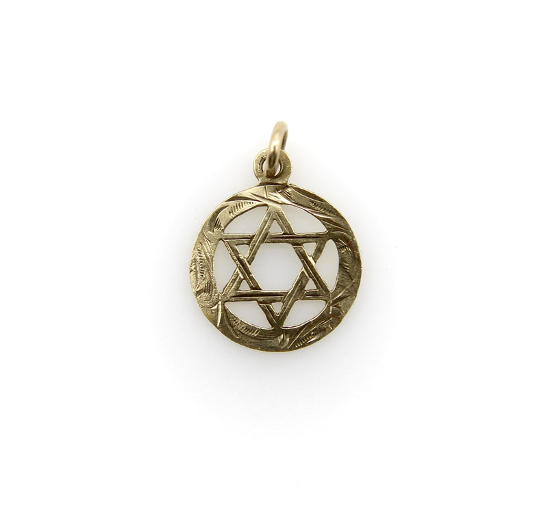 Vintage 9K Gold Hand Engraved Star of David jewelry Kirsten's Corner 