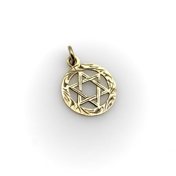 Vintage 9K Gold Hand Engraved Star of David jewelry Kirsten's Corner 