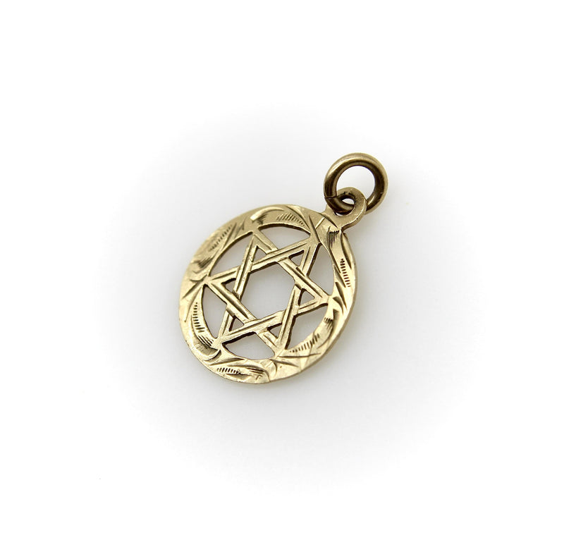 Vintage 9K Gold Hand Engraved Star of David jewelry Kirsten's Corner 