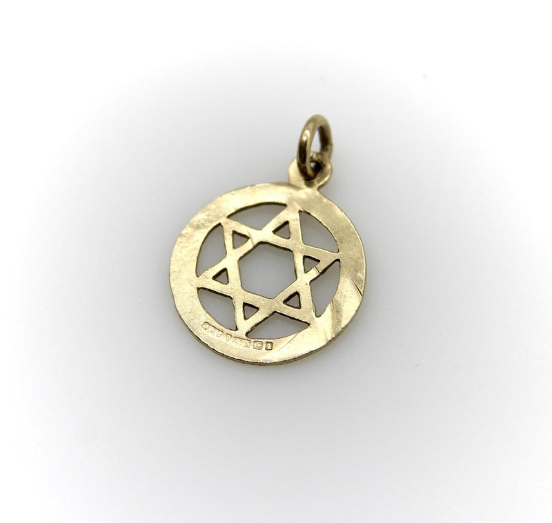Vintage 9K Gold Hand Engraved Star of David jewelry Kirsten's Corner 