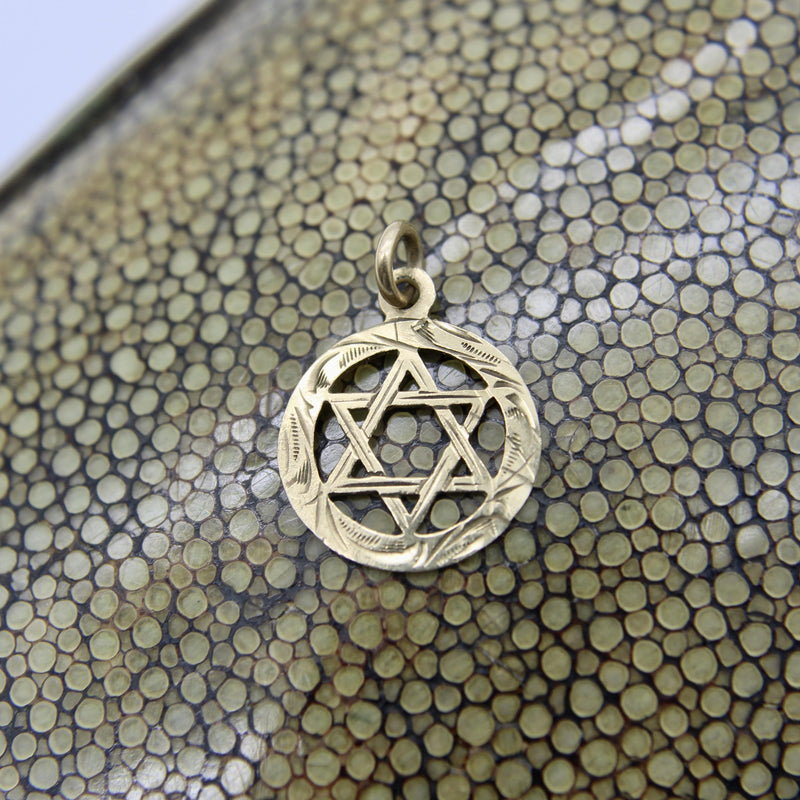 Vintage 9K Gold Hand Engraved Star of David jewelry Kirsten's Corner 