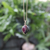 14K Gold Signature Watermelon Tourmaline Carved Leaf Pendant Pendant Kirsten's Corner 