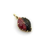 14K Gold Signature Watermelon Tourmaline Carved Leaf Pendant Pendant Kirsten's Corner 