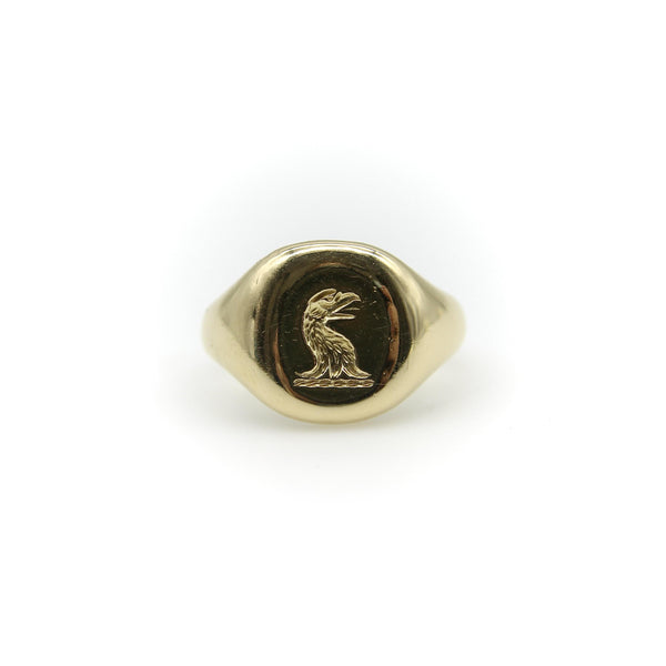 18K Gold Goldsmiths and Silversmiths Eagle Intaglio Signet Ring Kirsten's Corner 
