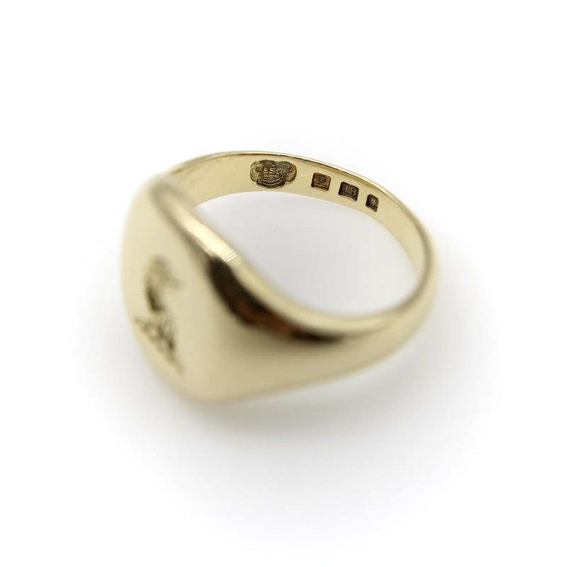 18K Gold Goldsmiths and Silversmiths Eagle Intaglio Signet Ring Kirsten's Corner 