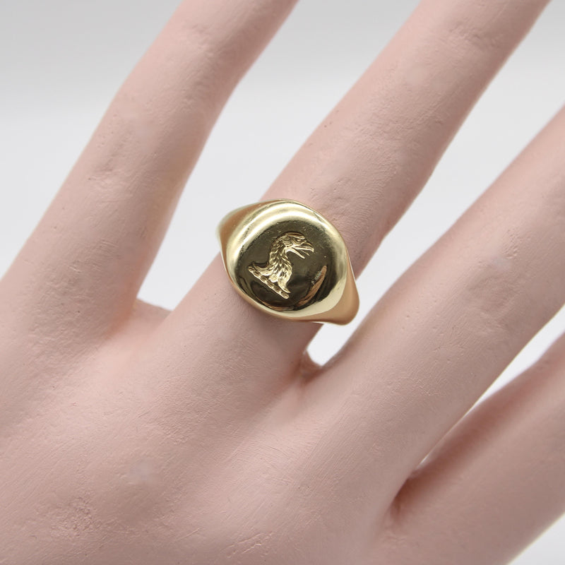 18K Gold Goldsmiths and Silversmiths Eagle Intaglio Signet Ring Kirsten's Corner 