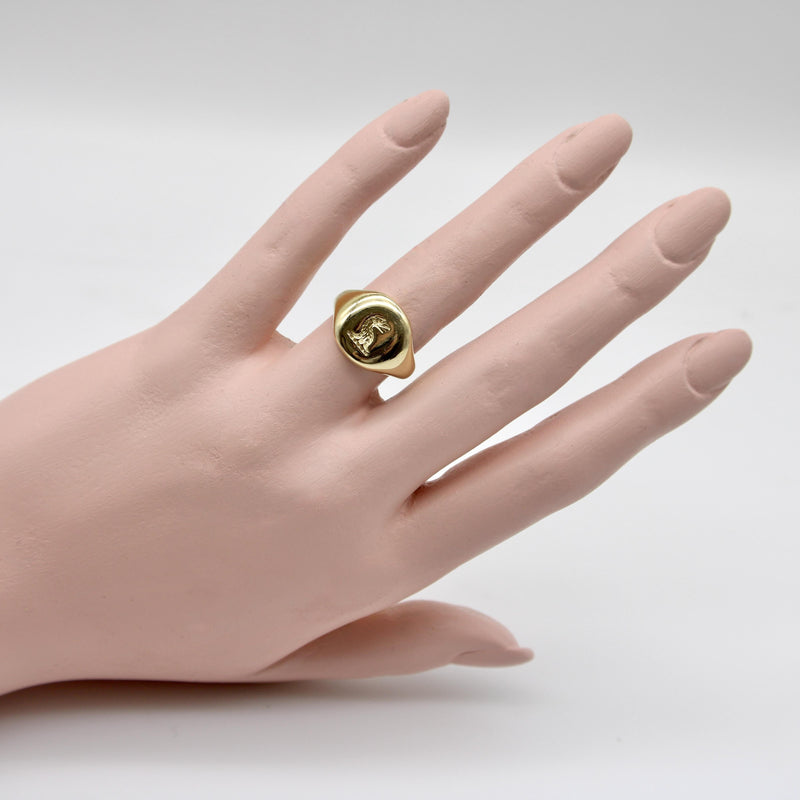 18K Gold Goldsmiths and Silversmiths Eagle Intaglio Signet Ring Kirsten's Corner 