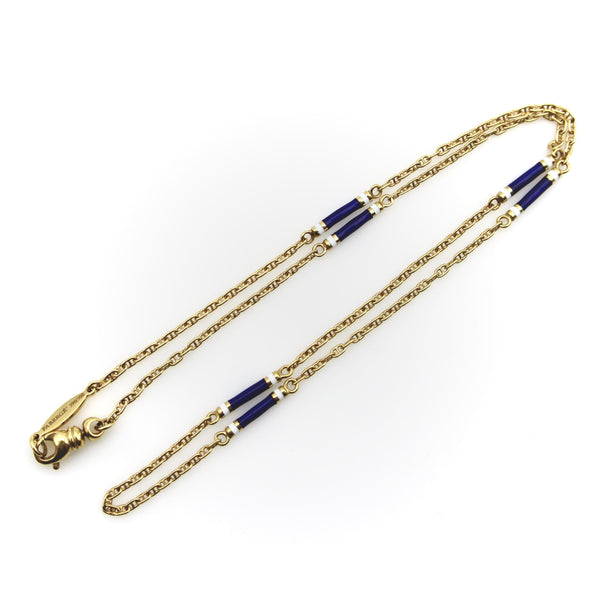 Fabergé 18K Gold Mariners Link Chain with Guilloché Enamel Stations