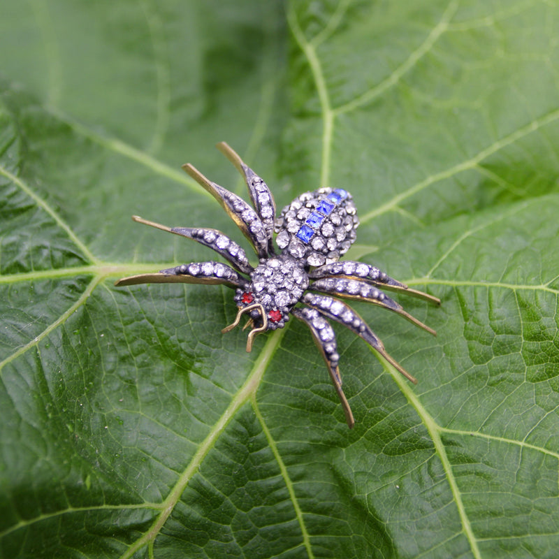 Victorian Paste Spider Brooch in Base Metal Kirsten's Corner 