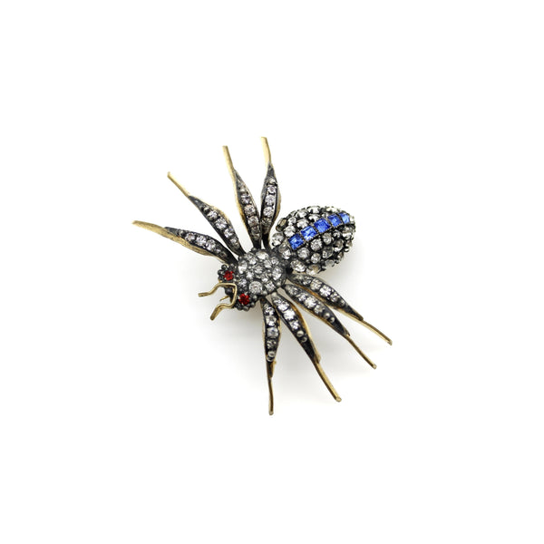 Victorian Paste Spider Brooch in Base Metal Kirsten's Corner 