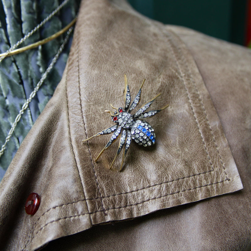 Victorian Paste Spider Brooch in Base Metal Kirsten's Corner 